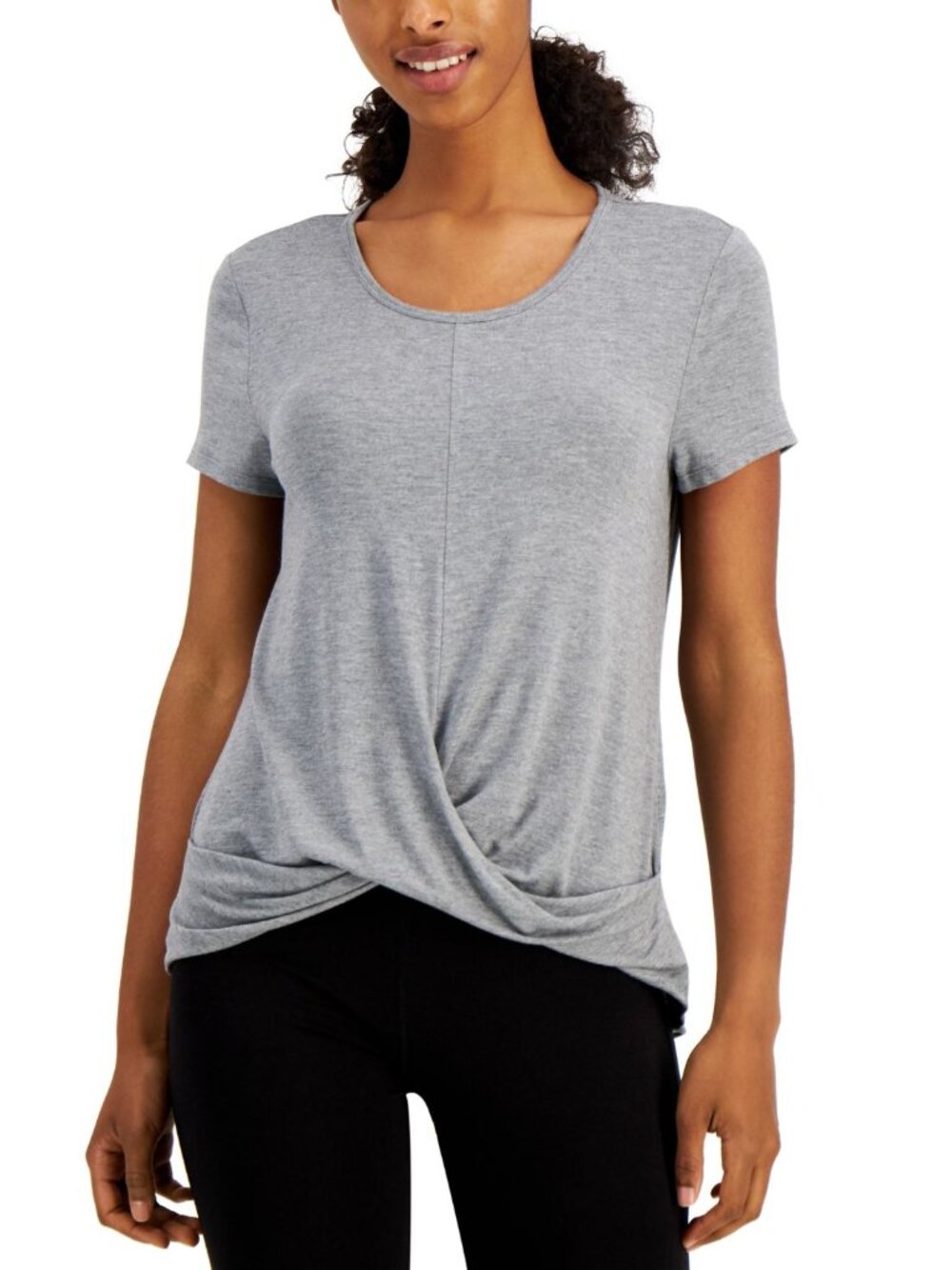 Ideology Womens Activewear Twist-Front T-Shirt